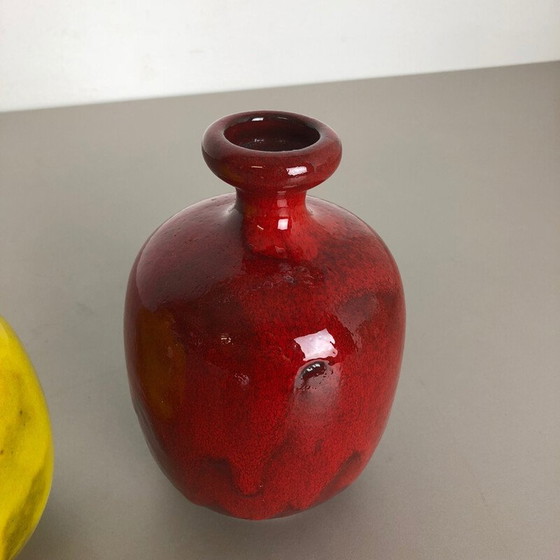 Image 1 of Paire de vases vintage en céramique de lave grasse pour Hartwig Heyne, Allemagne, années 1970