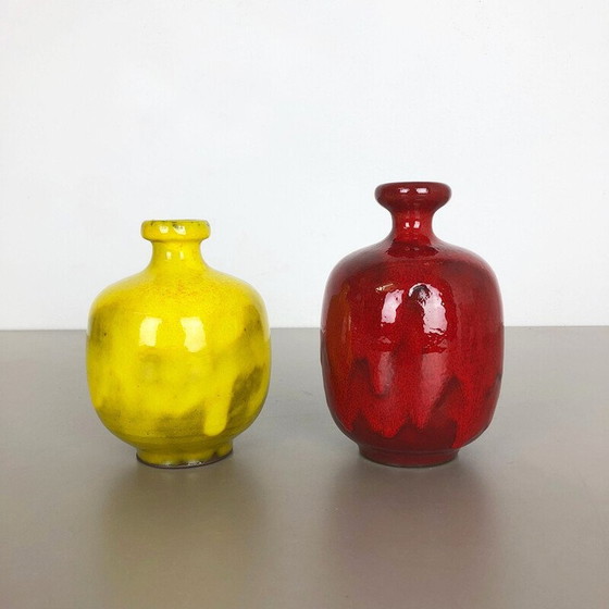 Image 1 of Paire de vases vintage en céramique de lave grasse pour Hartwig Heyne, Allemagne, années 1970