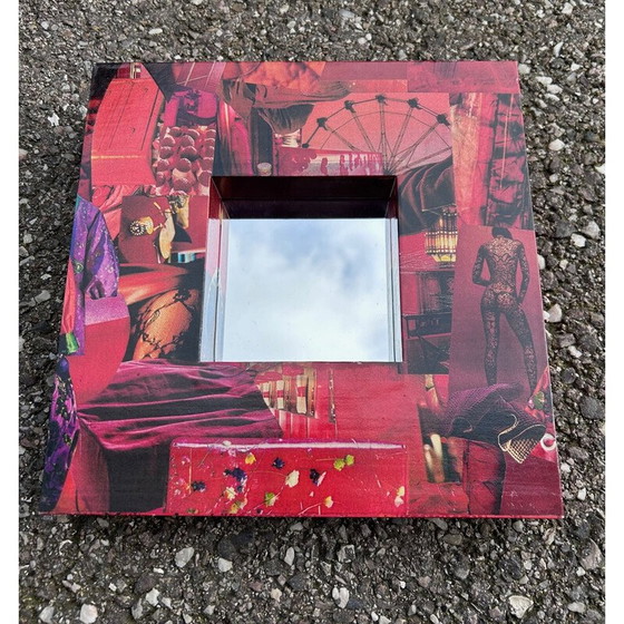 Image 1 of Miroir vintage recouvert d'un collage de papier