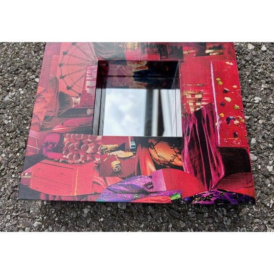 Image 1 of Miroir vintage recouvert d'un collage de papier