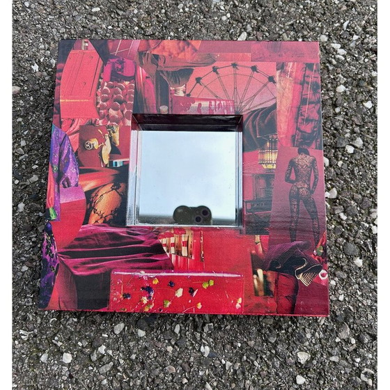 Image 1 of Miroir vintage recouvert d'un collage de papier