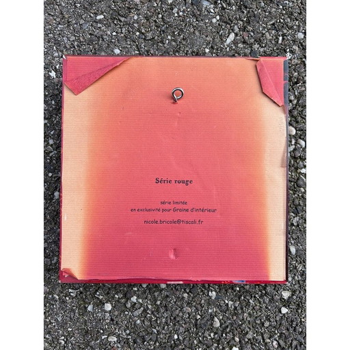 Miroir vintage recouvert d'un collage de papier