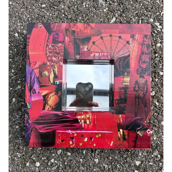 Image 1 of Miroir vintage recouvert d'un collage de papier