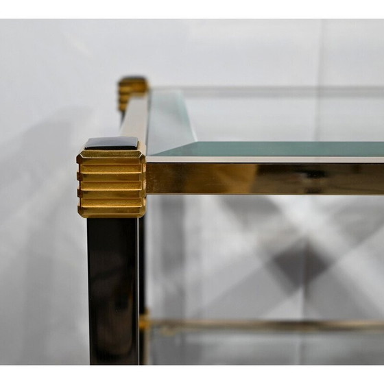 Image 1 of Bout de canapé vintage en laiton et verre, 1970