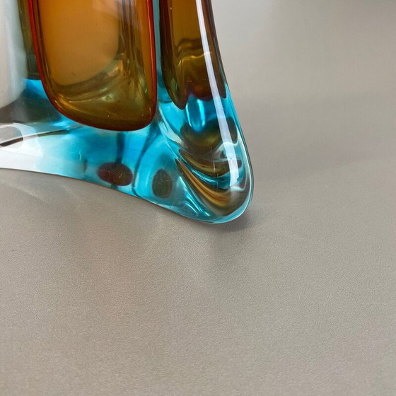 Image 1 of Vase vintage multicolore en verre de Murano Sommerso, Italie, années 1970