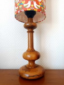 Lampe en Bois d'Olivier et Abat-Jour sur Mesure Vintage