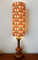 Lampe en Bois d'Olivier et Abat-Jour sur Mesure Vintage
