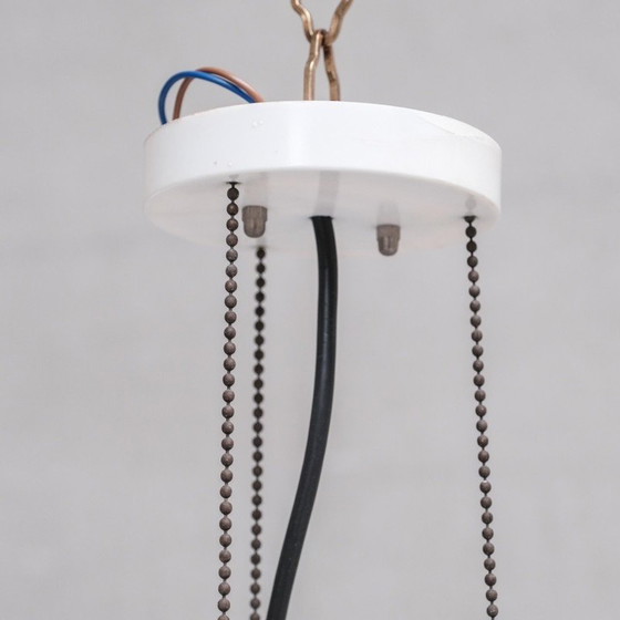 Image 1 of Paire de lampes suspendues vintage en verre fumé et laiton pour Raak, Pays-Bas 1970