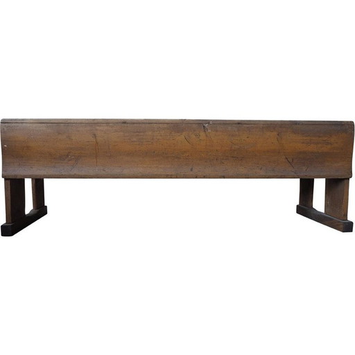 Banc d'école vintage en bois avec peinture d'origine, Tchécoslovaquie 1930