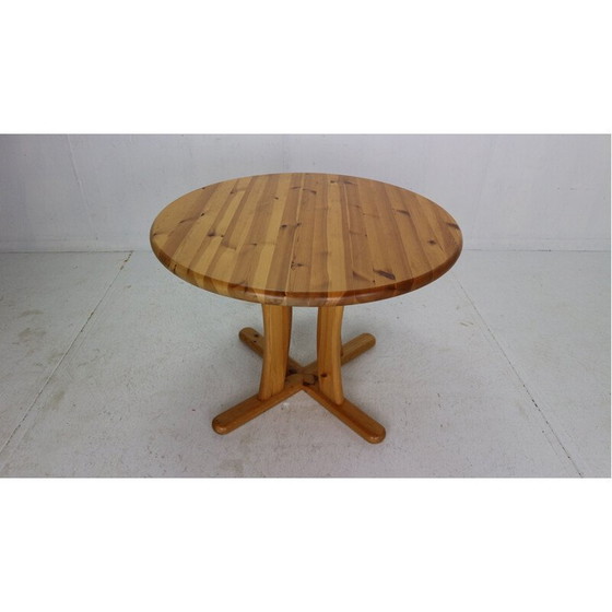 Image 1 of Table ronde vintage en bois de pin massif, Danemark 1970