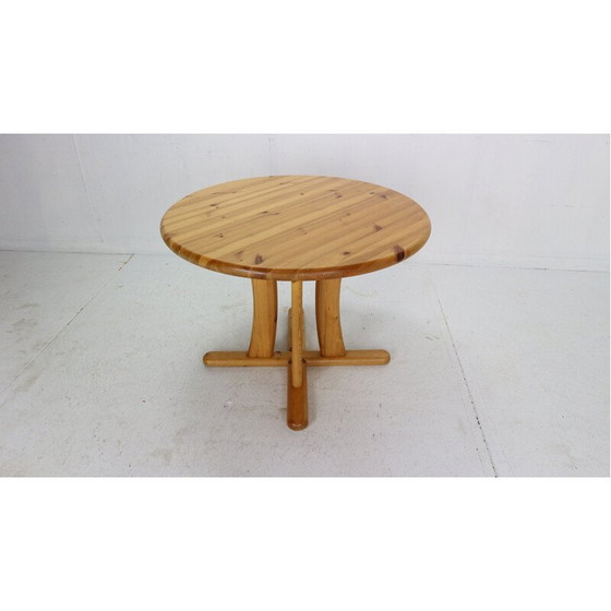 Image 1 of Table ronde vintage en bois de pin massif, Danemark 1970