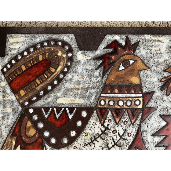 Image 1 of Assiette décorative rouge vintage de Max et Dominique Picard, 1960