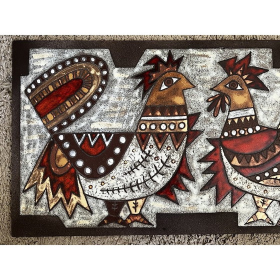 Image 1 of Assiette décorative rouge vintage de Max et Dominique Picard, 1960