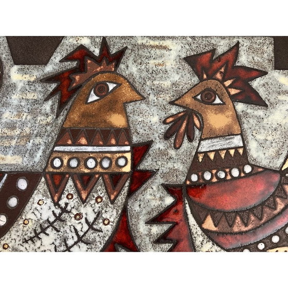 Image 1 of Assiette décorative rouge vintage de Max et Dominique Picard, 1960