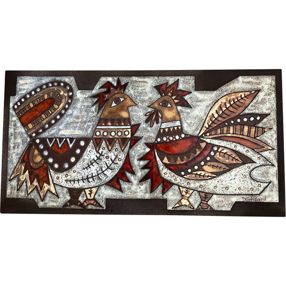 Image 1 of Assiette décorative rouge vintage de Max et Dominique Picard, 1960