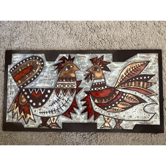 Image 1 of Assiette décorative rouge vintage de Max et Dominique Picard, 1960