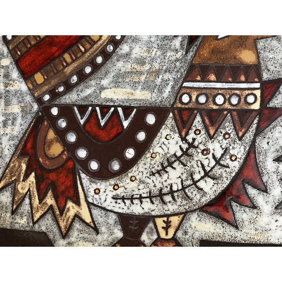 Image 1 of Assiette décorative rouge vintage de Max et Dominique Picard, 1960