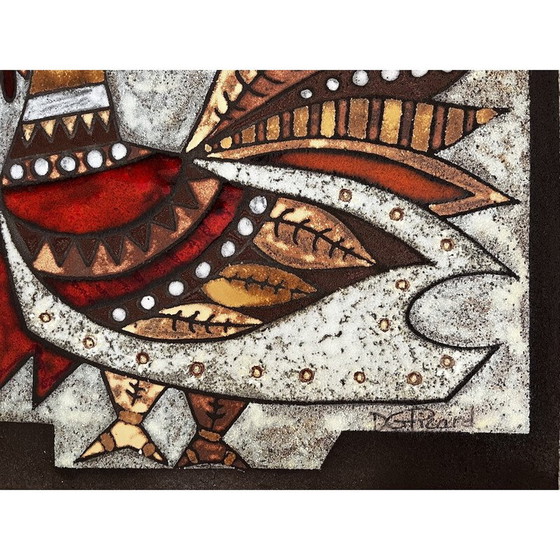 Image 1 of Assiette décorative rouge vintage de Max et Dominique Picard, 1960