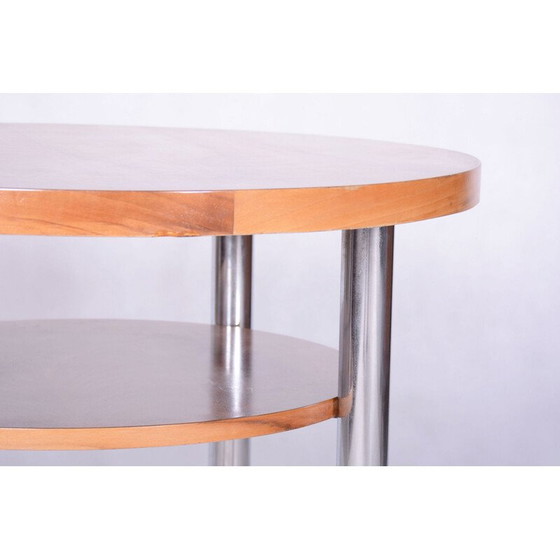 Image 1 of Table d'appoint vintage en acier et noyer par Mücke Melder, Tchécoslovaquie 1939