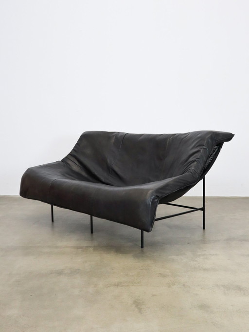 Canapé papillon en cuir noir Gerard Van Den Berg pour Montis 1980S