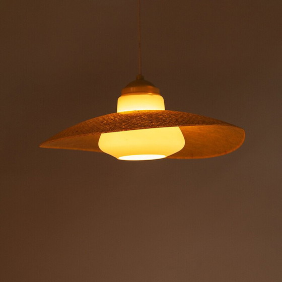 Image 1 of Lampe suspendue vintage en fibre de verre et bakélite par Louis Kalff pour Philips, 1950