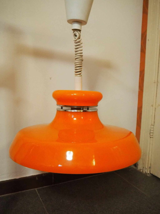 Lampe suspendue de l'ère spatiale, modèle champignon orange, 1970