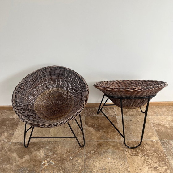 Image 1 of Paire de fauteuils vintage en osier, Angleterre 1990