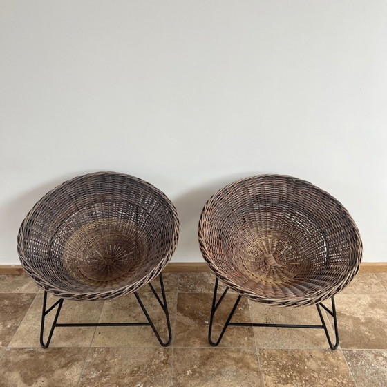 Image 1 of Paire de fauteuils vintage en osier, Angleterre 1990