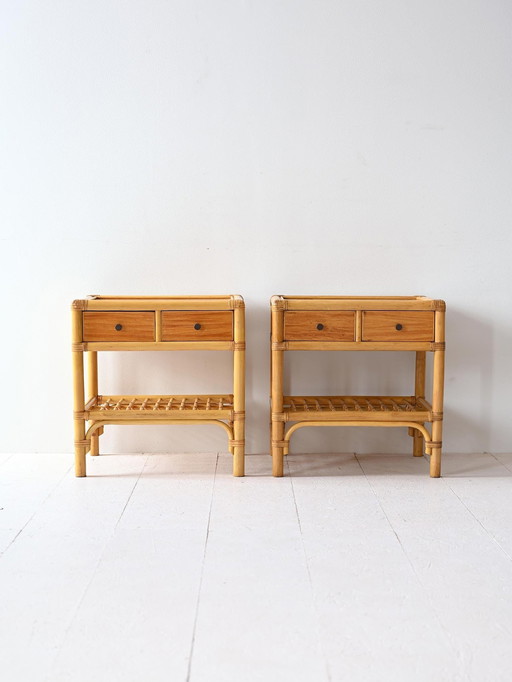 Tables de nuit en bambou vintage