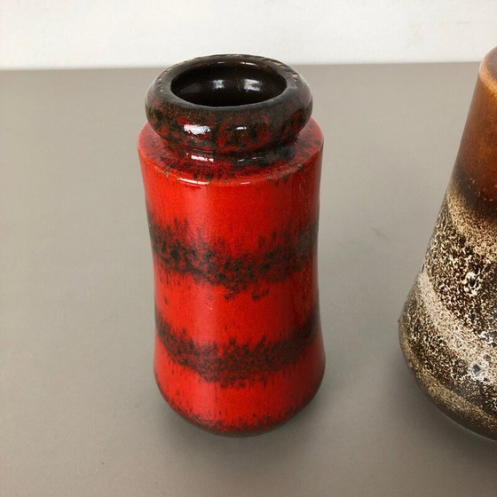 Image 1 of Ensemble de 3 vases en lave grasse vintage par Scheurich, Allemagne 1970