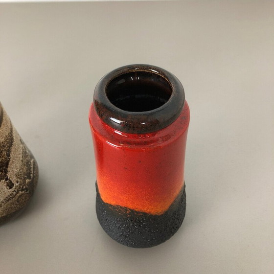 Image 1 of Ensemble de 3 vases en lave grasse vintage par Scheurich, Allemagne 1970