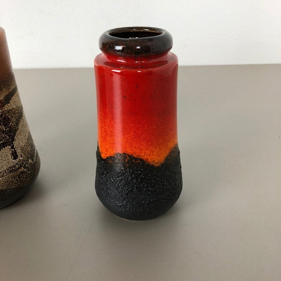 Image 1 of Ensemble de 3 vases en lave grasse vintage par Scheurich, Allemagne 1970