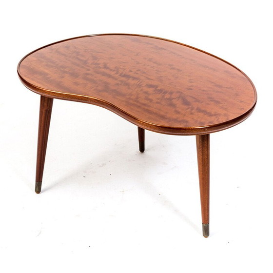 Image 1 of Table basse vintage de forme libre sur trois pieds en acajou, danoise 1960