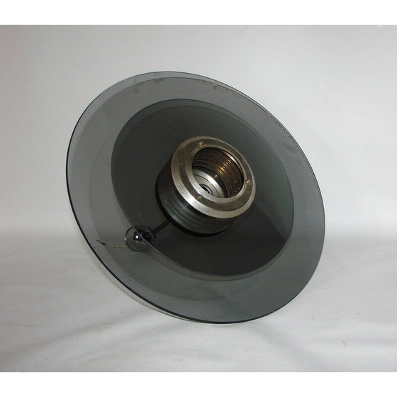 Image 1 of Lampe suspendue vintage en acier chromé et verre, 1980