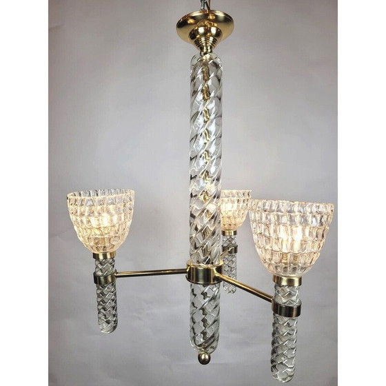 Image 1 of Plafonnier italien du milieu du siècle en verre de Murano, années 1950