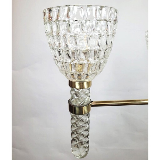 Plafonnier italien du milieu du siècle en verre de Murano, années 1950