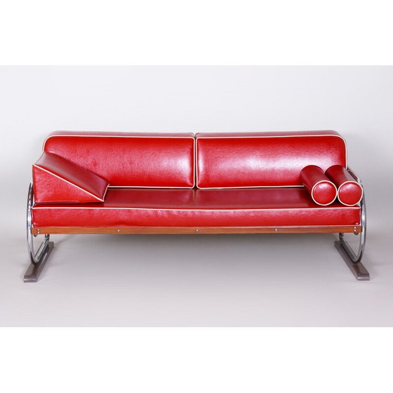 Image 1 of Canapé vintage en cuir rouge de Robert Slezak, années 1930