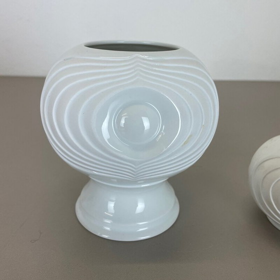 Image 1 of Paire de vases en porcelaine Op art pour Royal Bavaria, Allemagne 1970