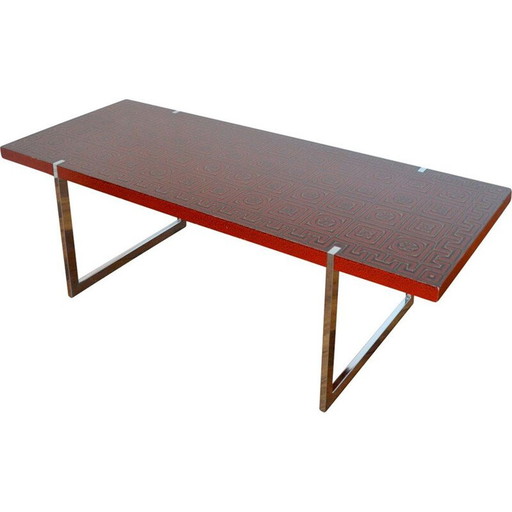 Table basse vintage en métal chromé, 1970