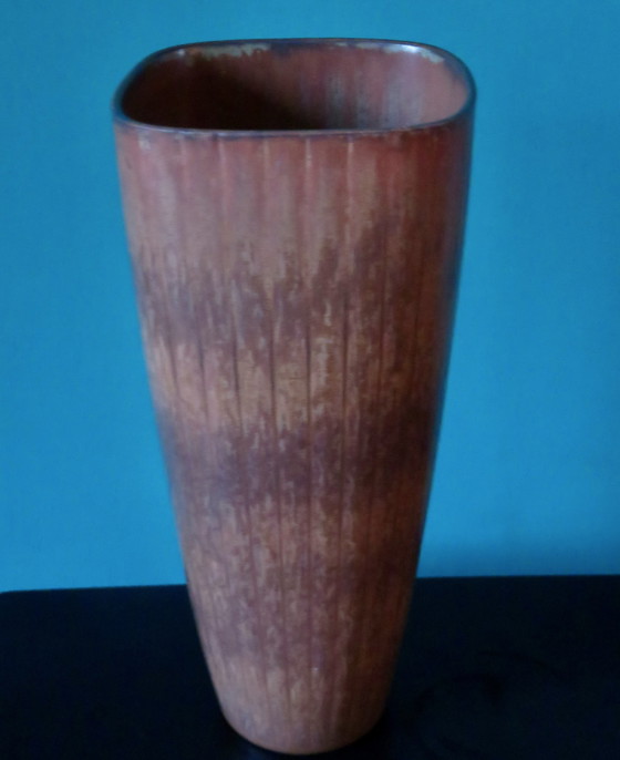 Image 1 of Vase en grès dans une gamme de bruns, de taupes et d'ocres par Gunnar Nylund pour Rorstrand. Suède 1960