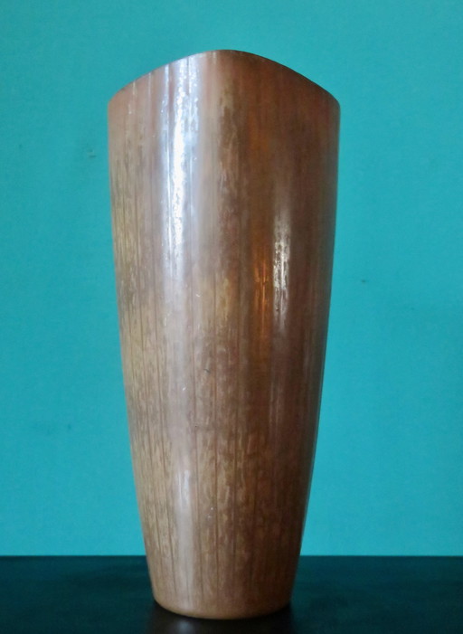 Vase en grès dans une gamme de bruns, de taupes et d'ocres par Gunnar Nylund pour Rorstrand. Suède 1960