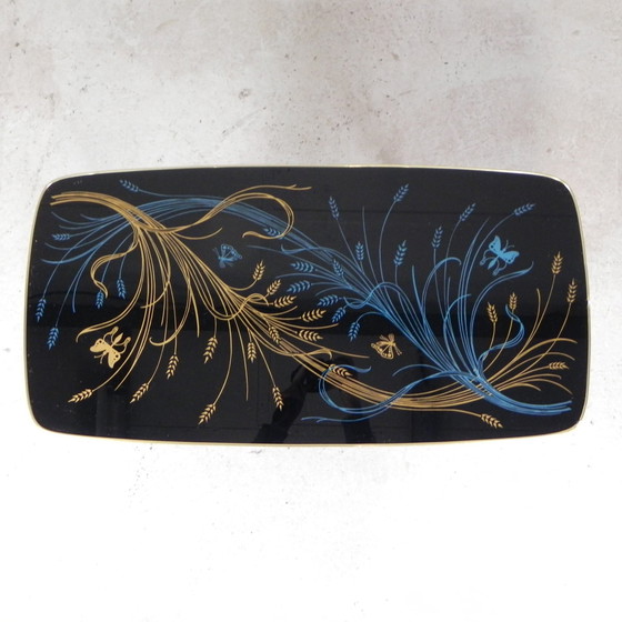 Image 1 of Table basse vintage avec plateau en verre et pieds angulaires, années 1950