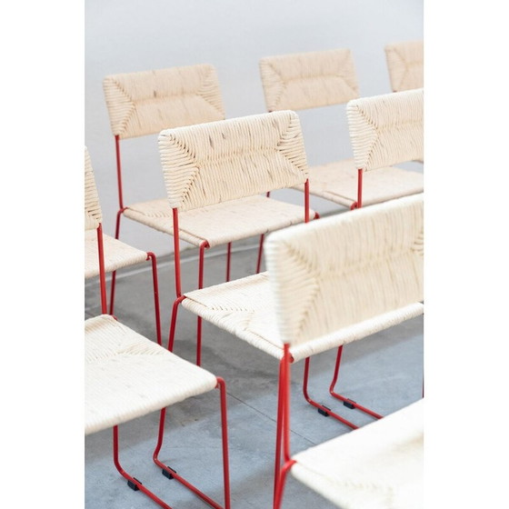 Image 1 of Chaise vintage en fer courbé et paille, Italie années 2000