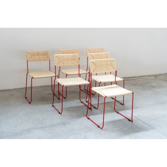Image 1 of Chaise vintage en fer courbé et paille, Italie années 2000