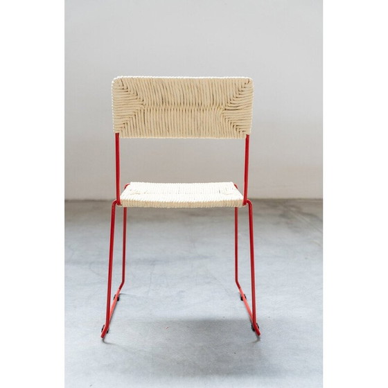 Image 1 of Chaise vintage en fer courbé et paille, Italie années 2000