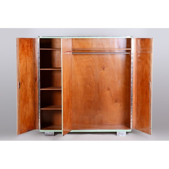 Image 1 of Armoire à trois portes Bauhaus turquoise vintage par Vichr, Tchèque 1930
