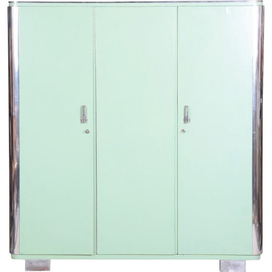 Image 1 of Armoire à trois portes Bauhaus turquoise vintage par Vichr, Tchèque 1930
