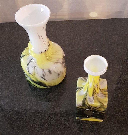 2X Vases en verre italien d'Opalina Fiorentina, 1960S