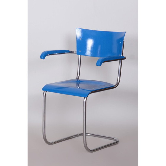 Image 1 of Ensemble de 4 fauteuils vintage en contreplaqué de hêtre et acier chromé par Mart Stam, Allemagne 1930