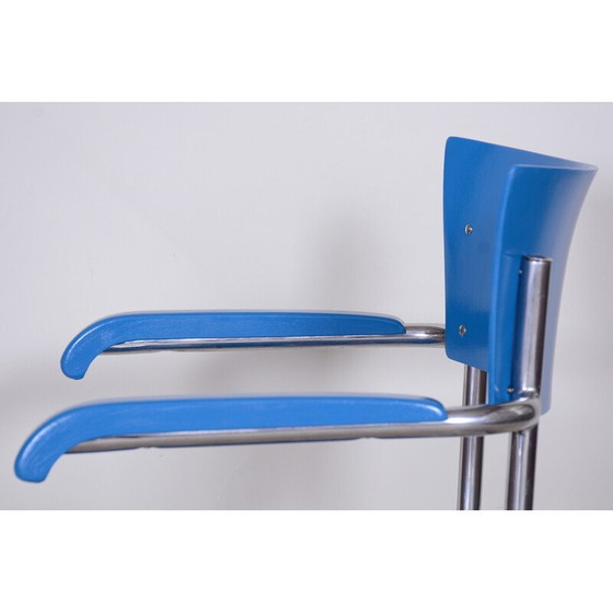 Image 1 of Ensemble de 4 fauteuils vintage en contreplaqué de hêtre et acier chromé par Mart Stam, Allemagne 1930